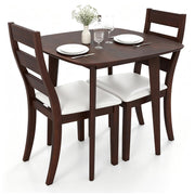 GIANTEX Small Dining Table Set for 2, Wood Square Kitchen Table and 2 Dinner Chairs with Upholstered Seat & Curved Backrest, Space-Saving Dinette Set for Small Space, Living Room, Dining Room