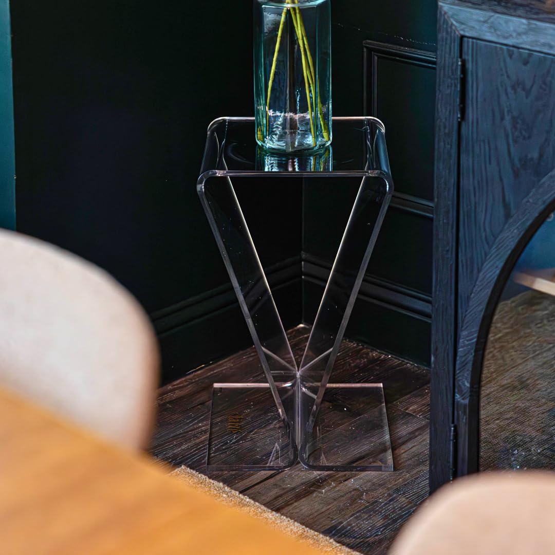 Clarte Acrylic V-Shaped End Table | Side Table for Living Room or Nighstand for Bedrooms | Premium Durable Glass-Like Design