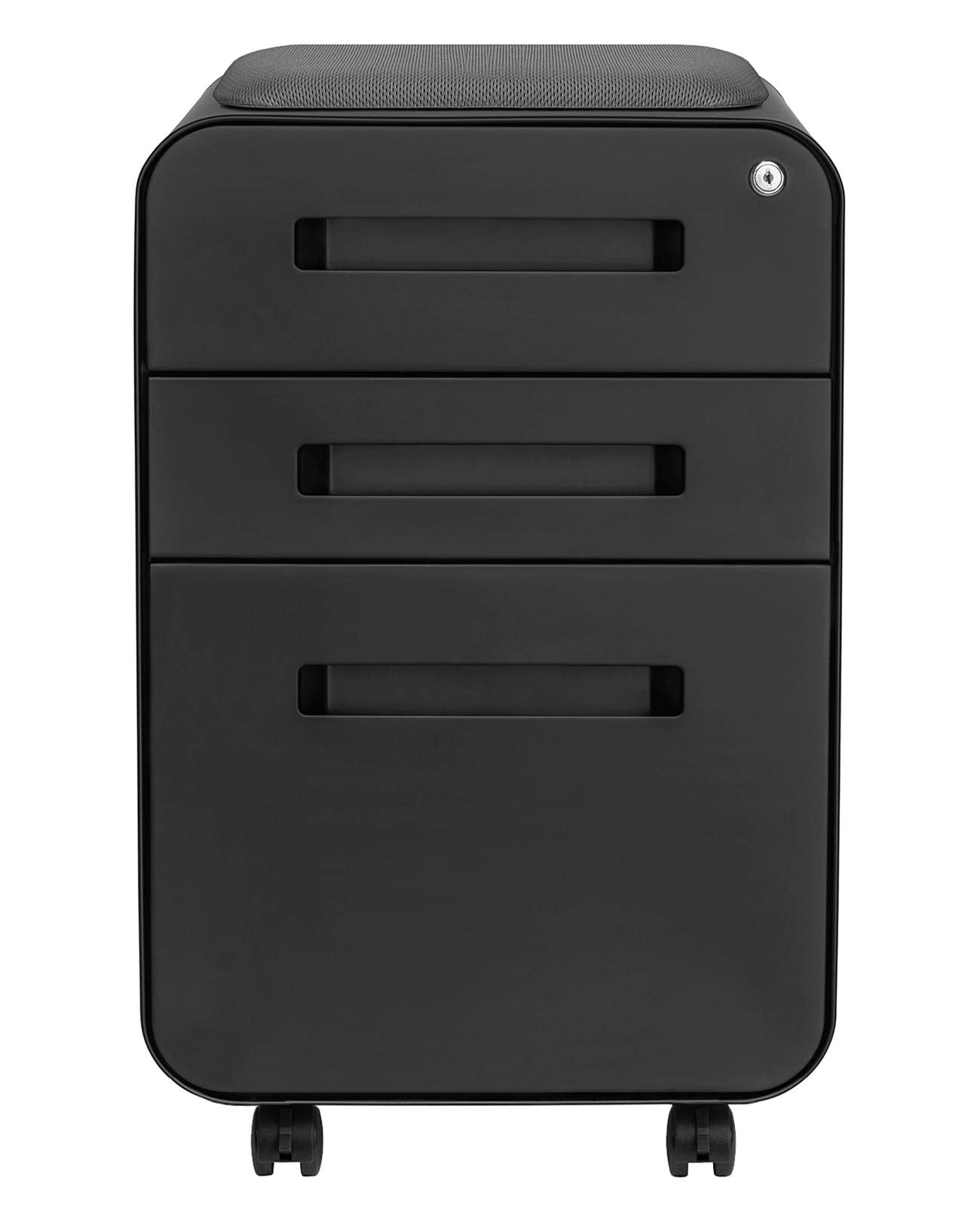 3-Drawer Mobile File Cabinet with Cushion Seat