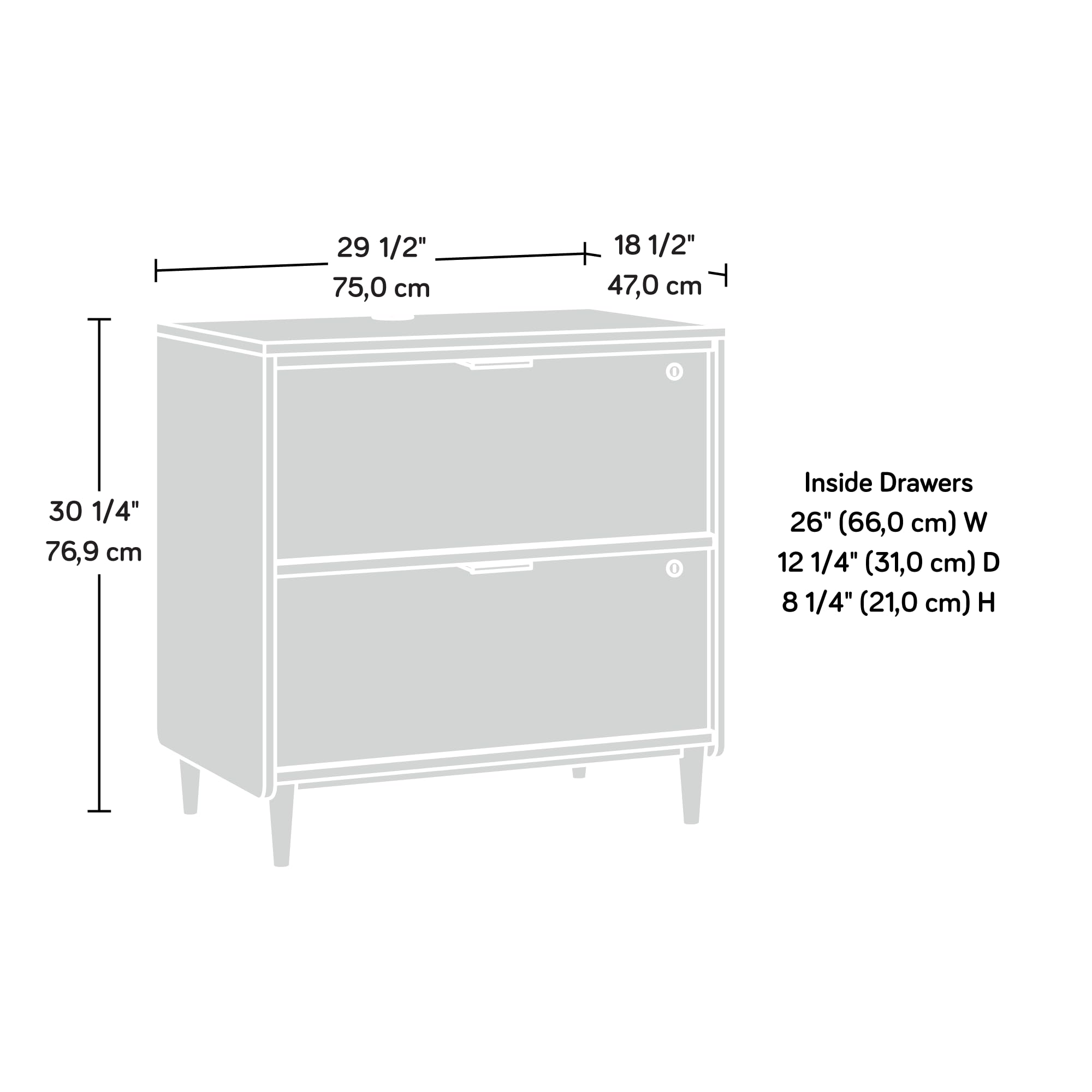 2-Drawer Lateral File Cabinet with Lock
