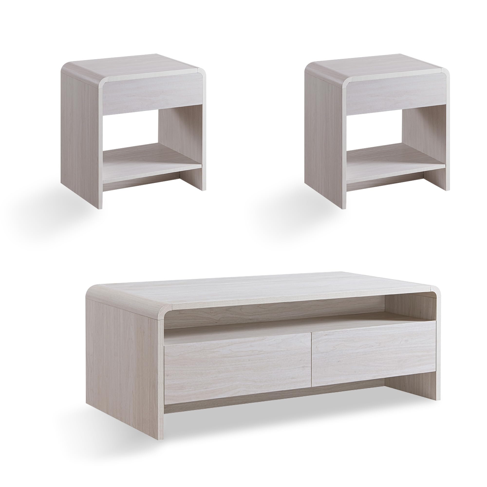 3-Piece Coffee & End Table Set with Storage