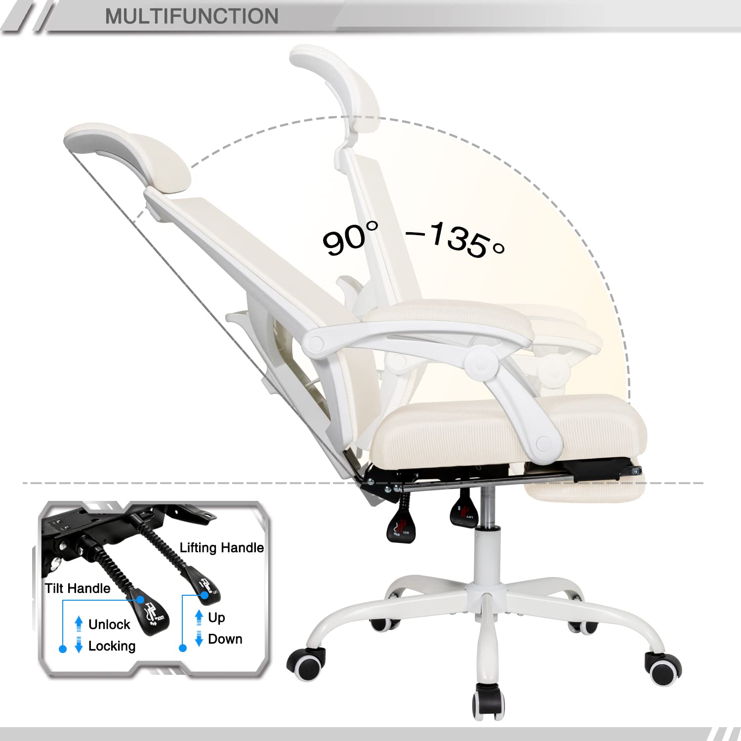 Home Office Desk & Chair Set with Drawers, Shelves & Ergonomic Mesh Chair