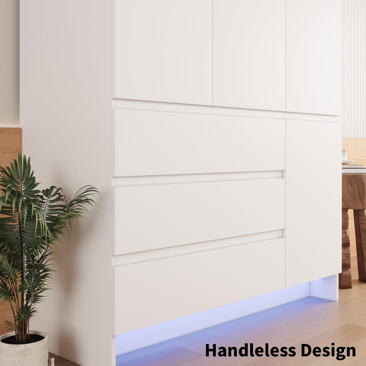 VOWNER Armoire Wardrobe Closet with 4 Doors, Bedroom Armoire with Mirrors