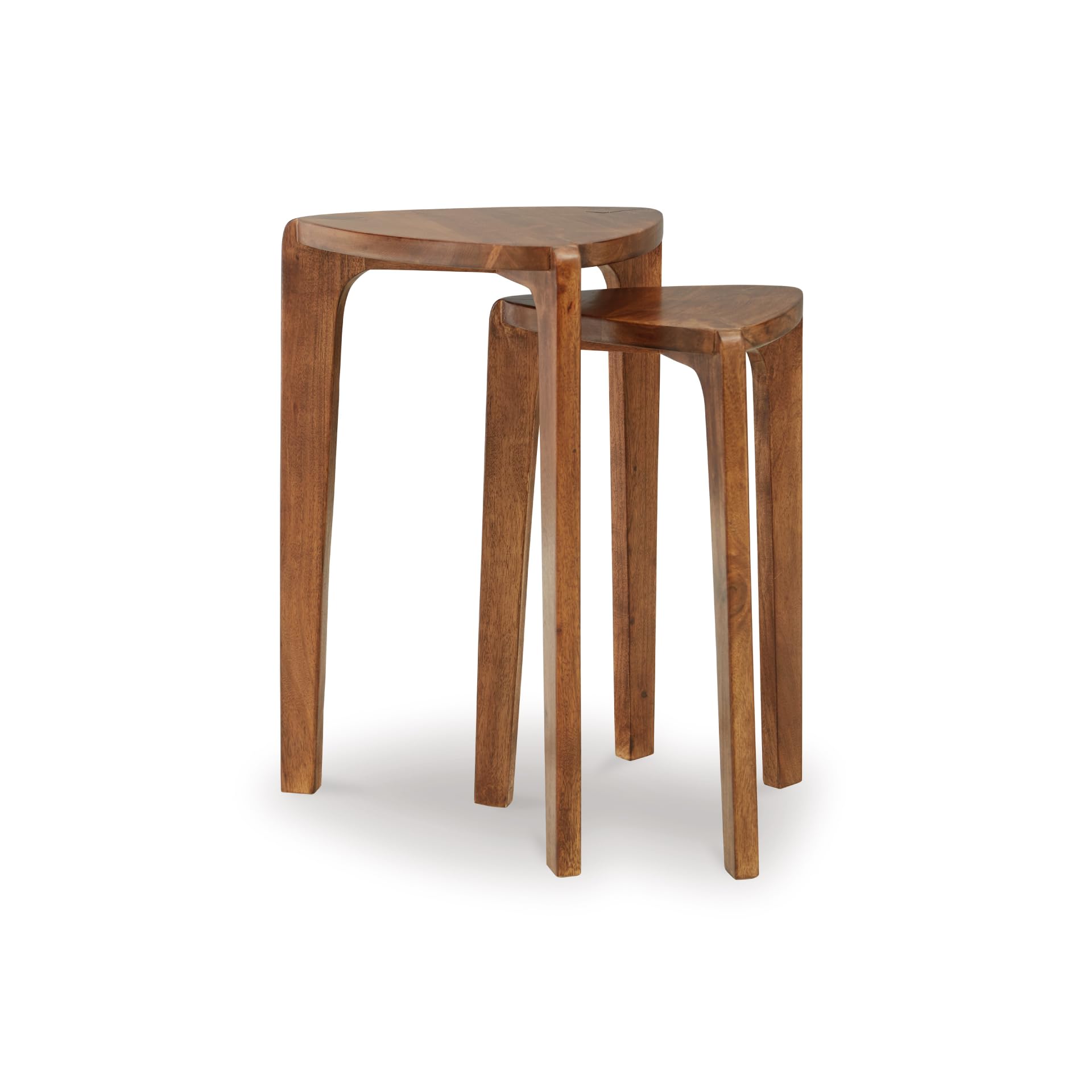 Solid Wood Nesting Accent Tables – Set of 2, Dark Brown