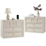 Modern 3-Drawer Nightstand Set of 2 with Charging Station