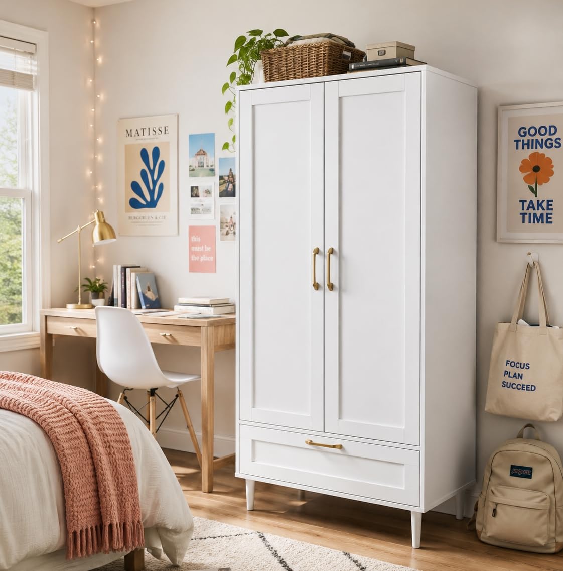White Wardrobe with Drawer
