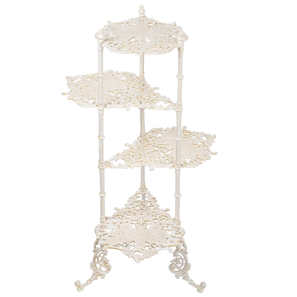 Sungmor Vintage Cast Iron 4-Tier Plant Stand, 36 Inch Tall, Antique White