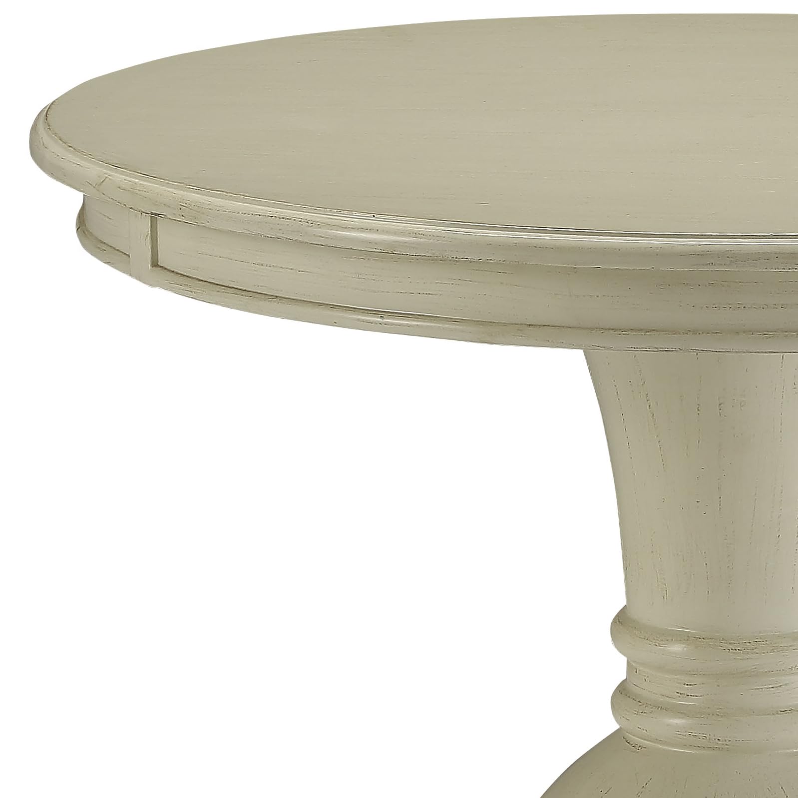Round Pedestal End Table – Antique White
