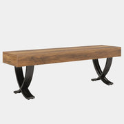 55-Inch Farmhouse Dining Bench with Metal X-Shaped Legs