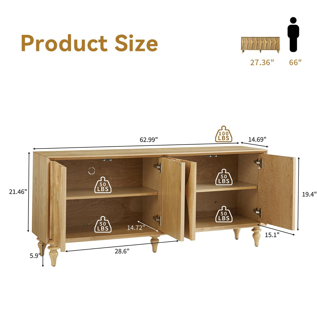 Mid-Century Sculpted Door Sideboard