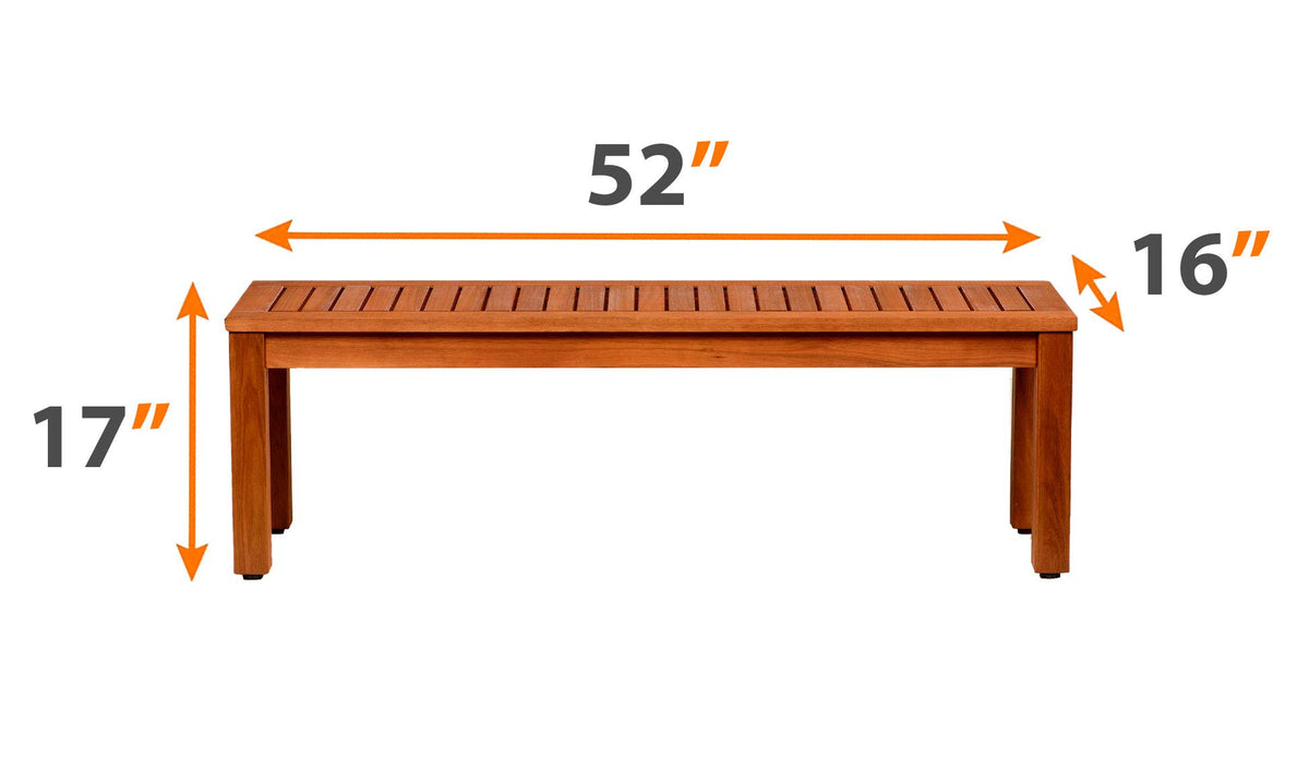 Eucalyptus Backless Patio Bench