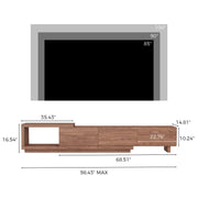 Etelifrank Extendable TV Stand for 65-100 Inches TVs – Walnut Entertainment Console with 3 Drawers & 1 Storage Compartment, Adjustable Length 68.5''-98.4'' (Walnut, 68.5''-98.4'')