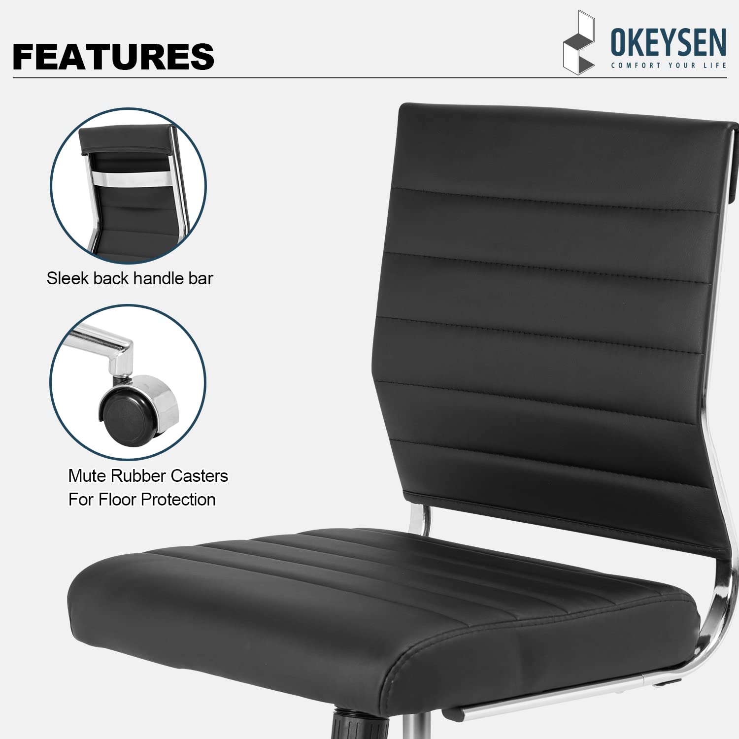 Armless Mid-Back Ergonomic Swivel Office Chair