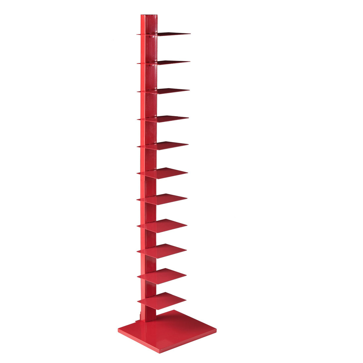 SEI Furniture - Stewartby Spine Tower Bookcase - Modern - Metal - 12 Shelves - Red - Adjustable - Space-Saving - Ideal for Home Office, Living Room, Dining Room, Bedroom (HZ9492)