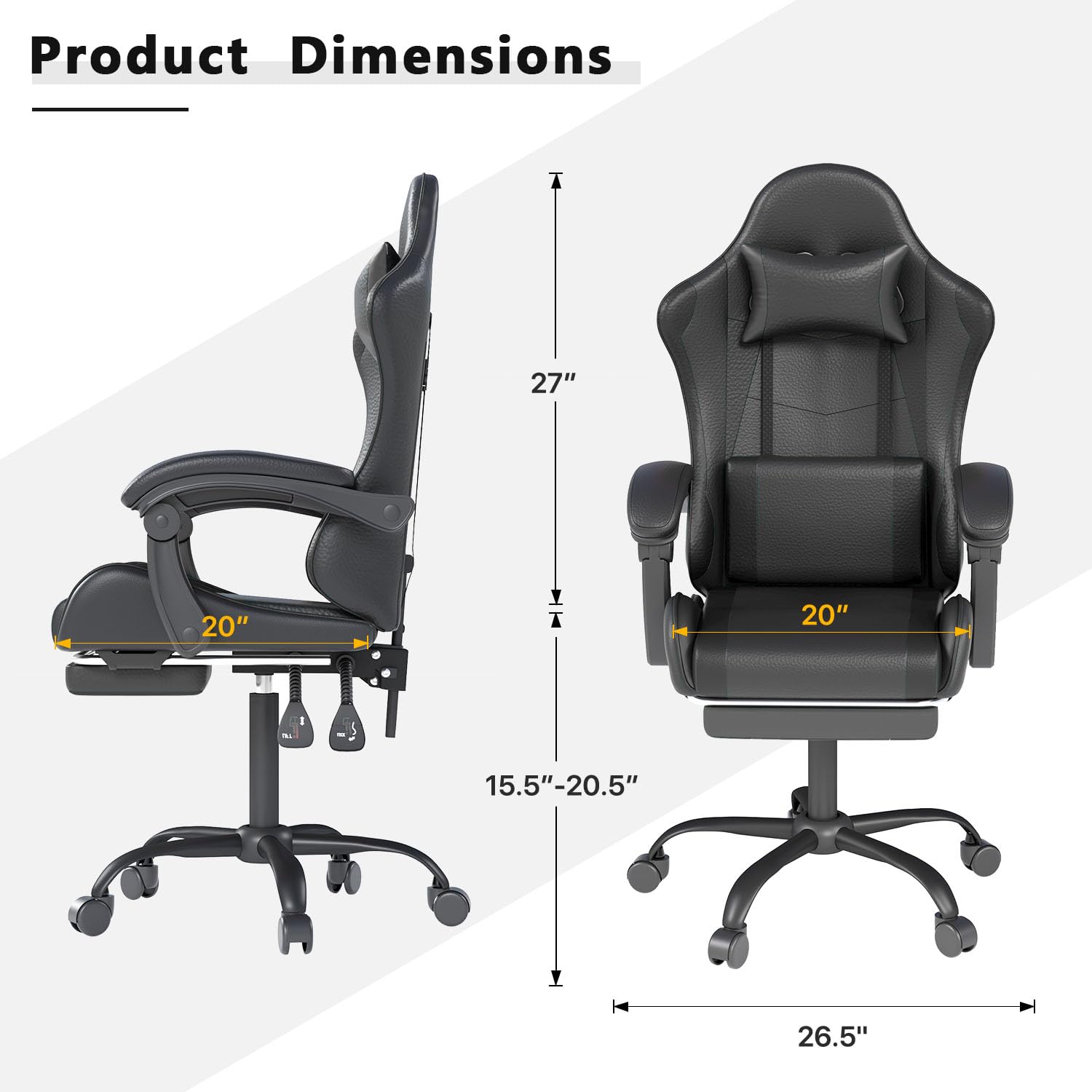 Gaming Chair with Headrest & Lumbar Support