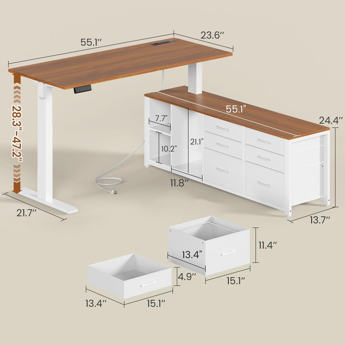 L-Shaped Electric Standing Desk