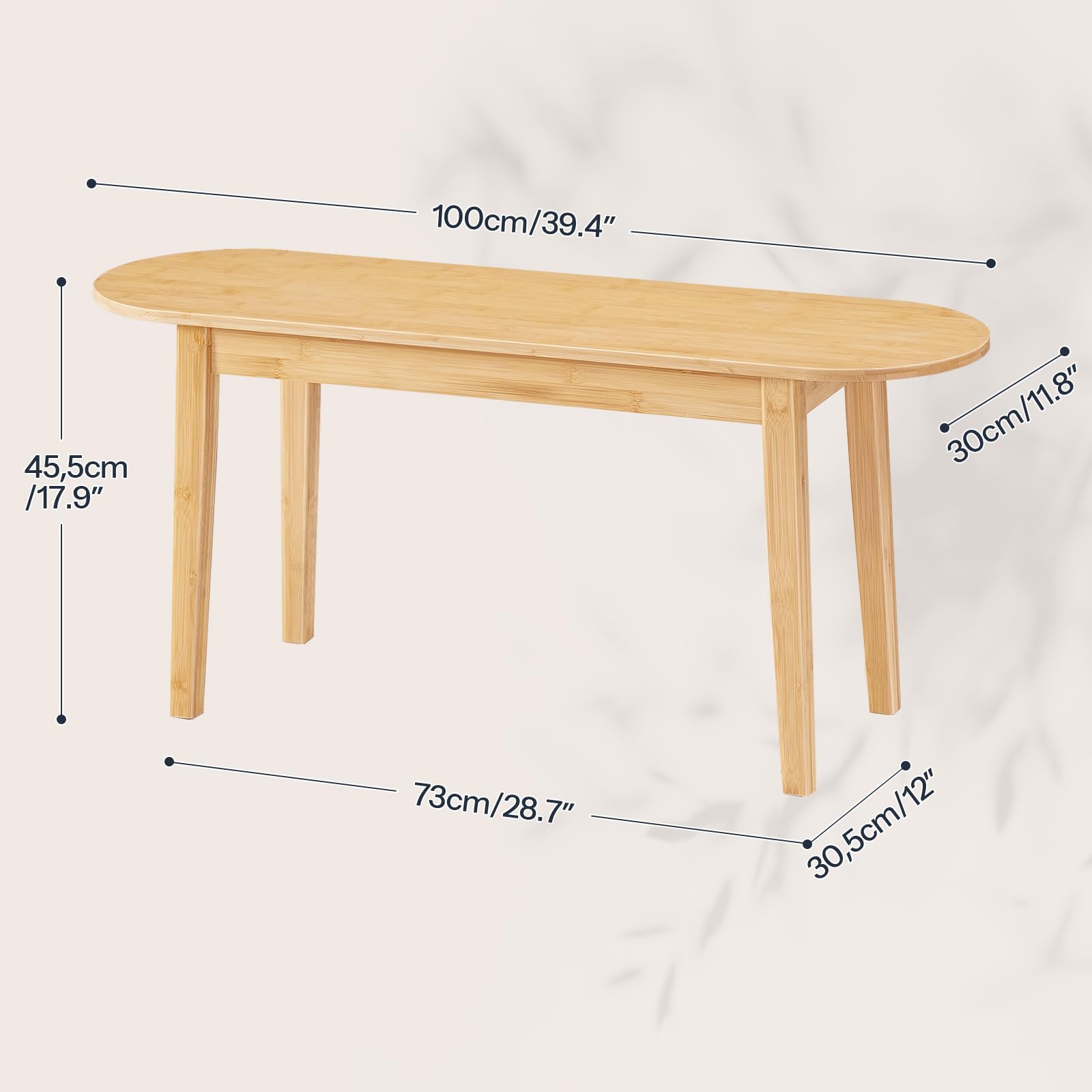 HOOBRO 39.4'' Dining Bench, Farmhouse Kitchen Table Bench, Bamboo Entryway Bench, Sturdy Dining Room Bench, Easy to Assemble, Wooden Bench for Living Room, Hallway, Bedroom, Bathroom, Natural YL19CD01