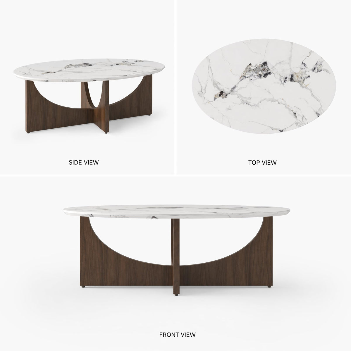 Oval Marble-Look Coffee Table