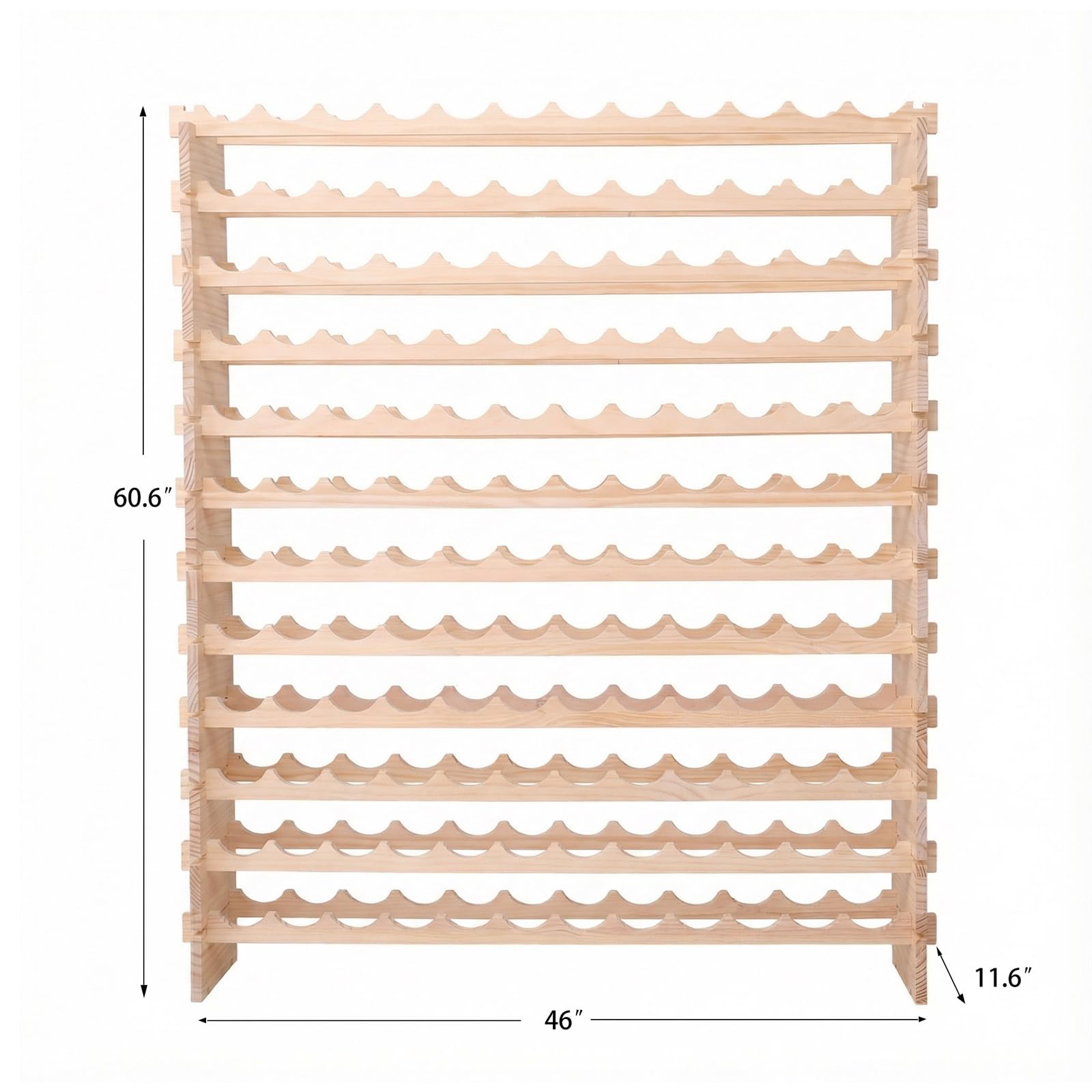 144-Bottle Freestanding Wood Wine Rack