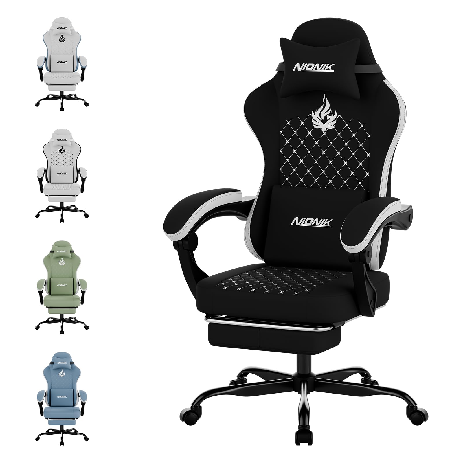 Ergonomic Gaming Chair with Footrest & Massage