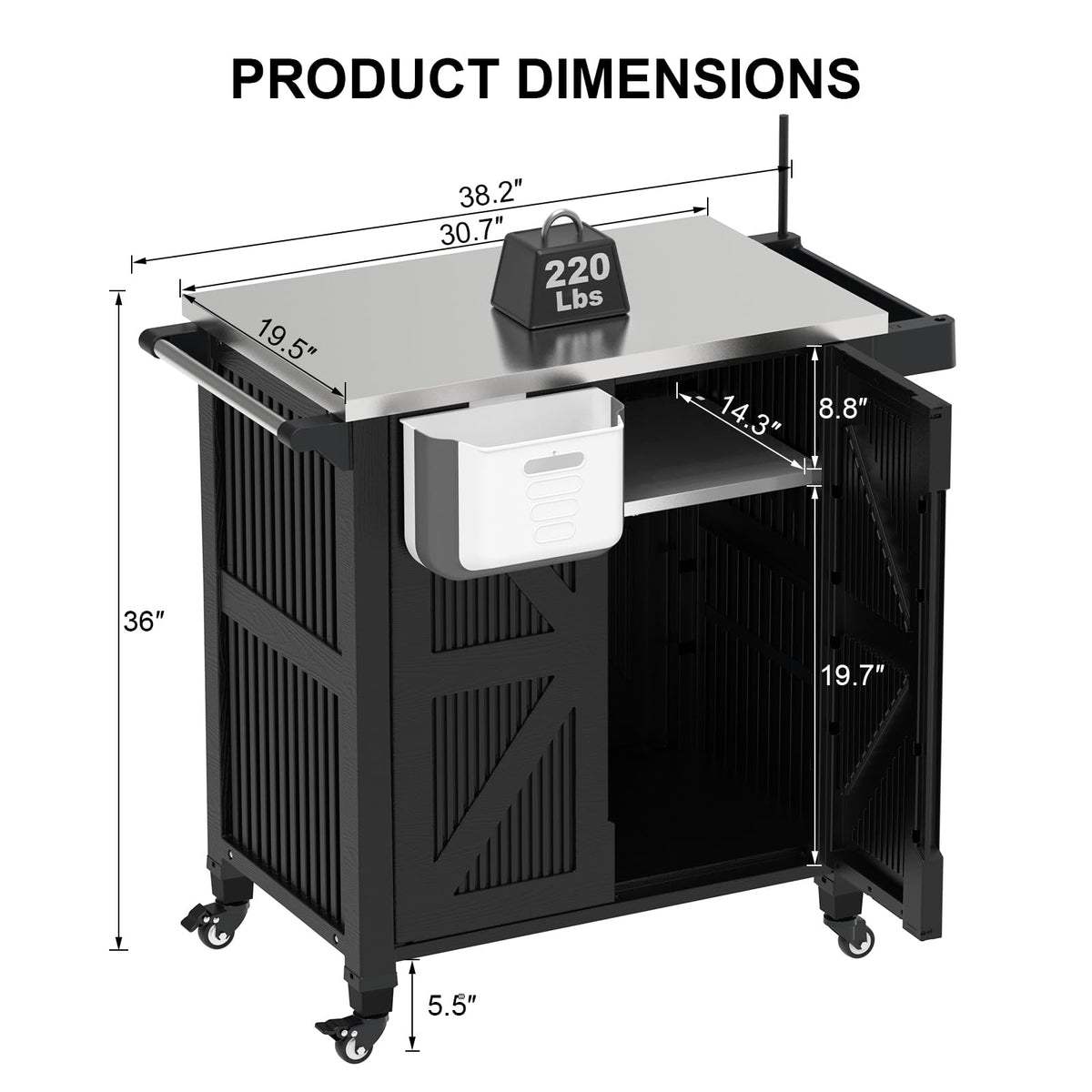 Outdoor Grill Cart with Stainless Steel Top
