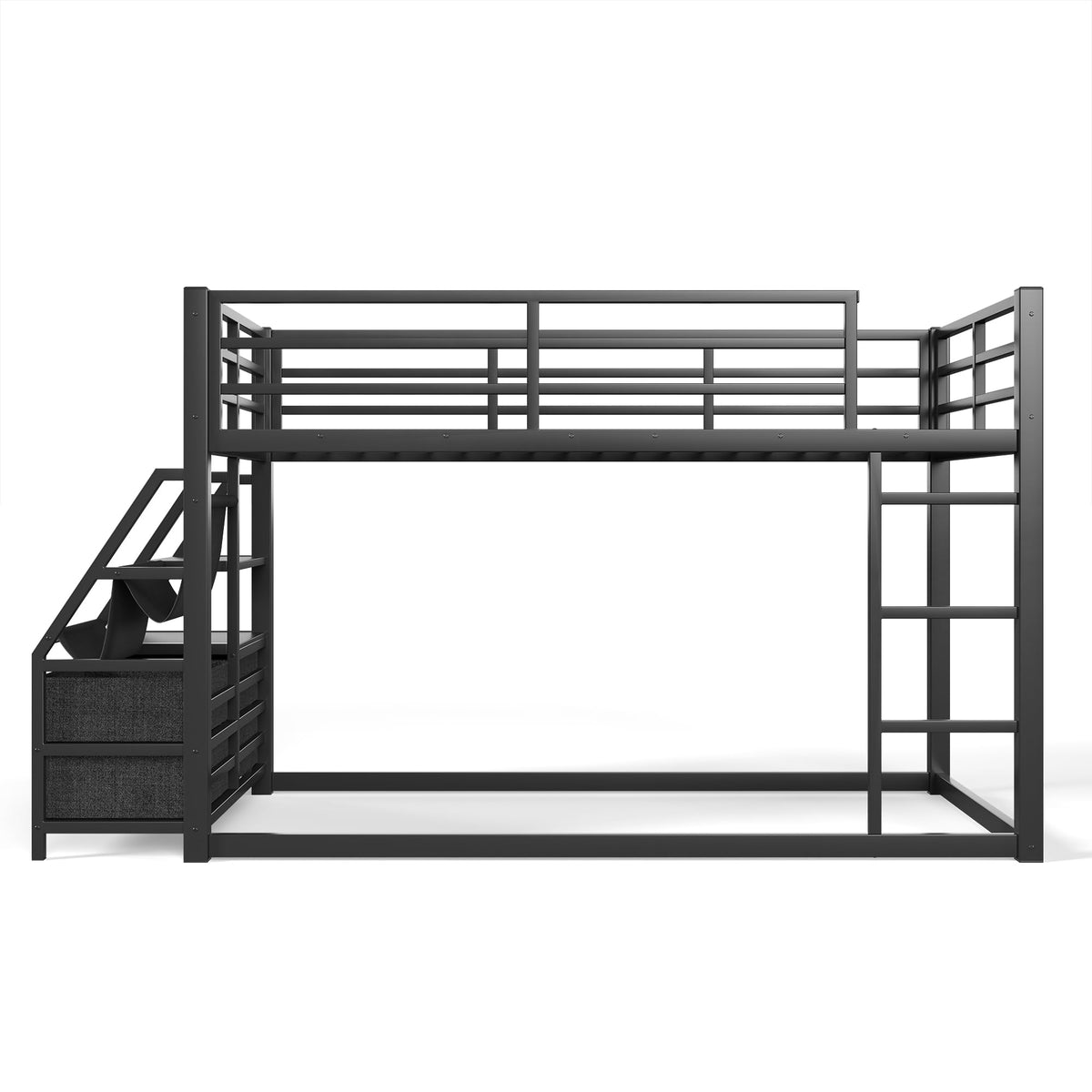 Twin Metal Bunk Bed with Storage & LED Lights
