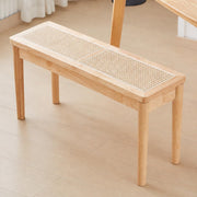 Jimenuco 40" Wooden Dining Bench with Hand Woven Rattan Seat,Solid Wood Bench for Entryway,Living Room,Kitchen and Bedroom（Nature Wood，18" H