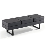 3-Seat Faux Leather Reception Bench