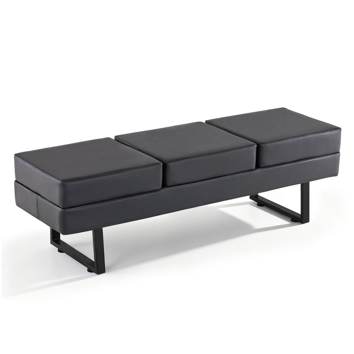3-Seat Faux Leather Reception Bench