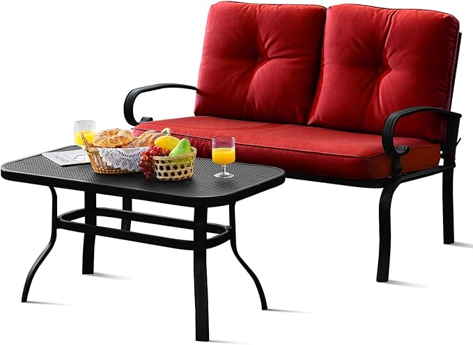 2-Piece Patio Loveseat & Coffee Table Set