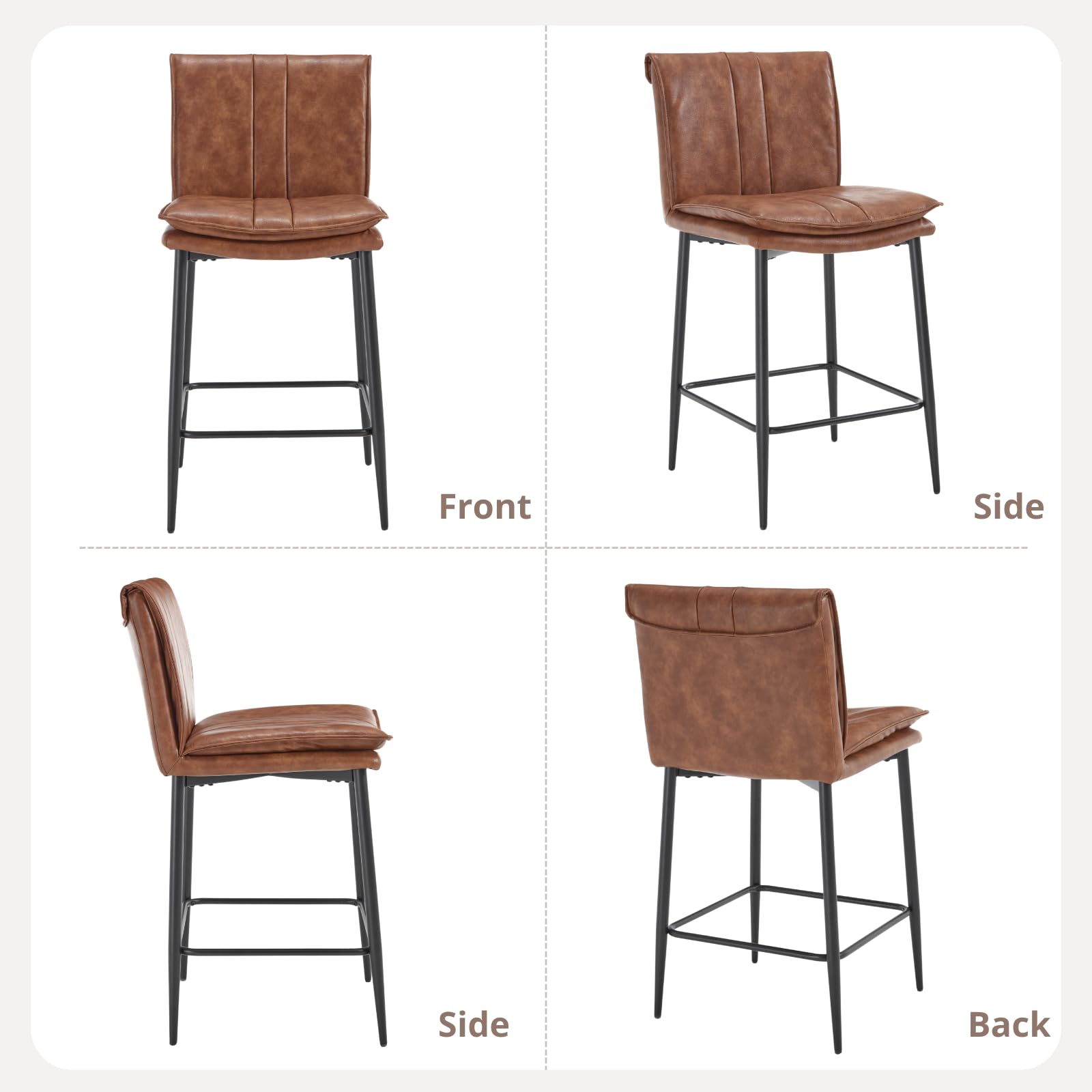 Leather Counter Height Bar Stools with Back