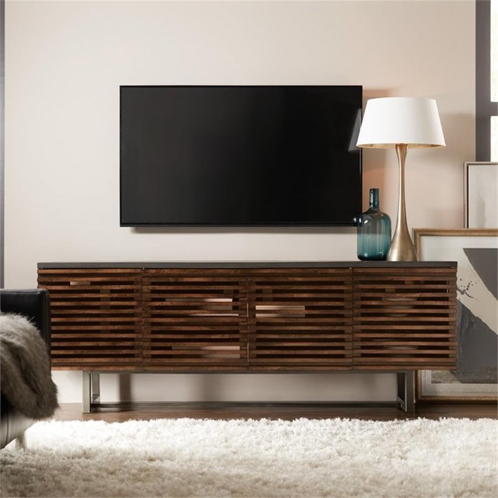 Louvered Wood TV Stand