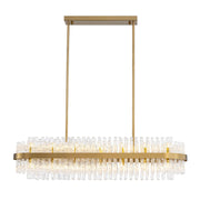 2-Tier Wave Crystal Glass Rectangle Chandelier | 28-Light, Gold
