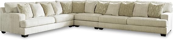 Beige Microfiber L-Shaped Sectional Sofa with Reversible Cushions