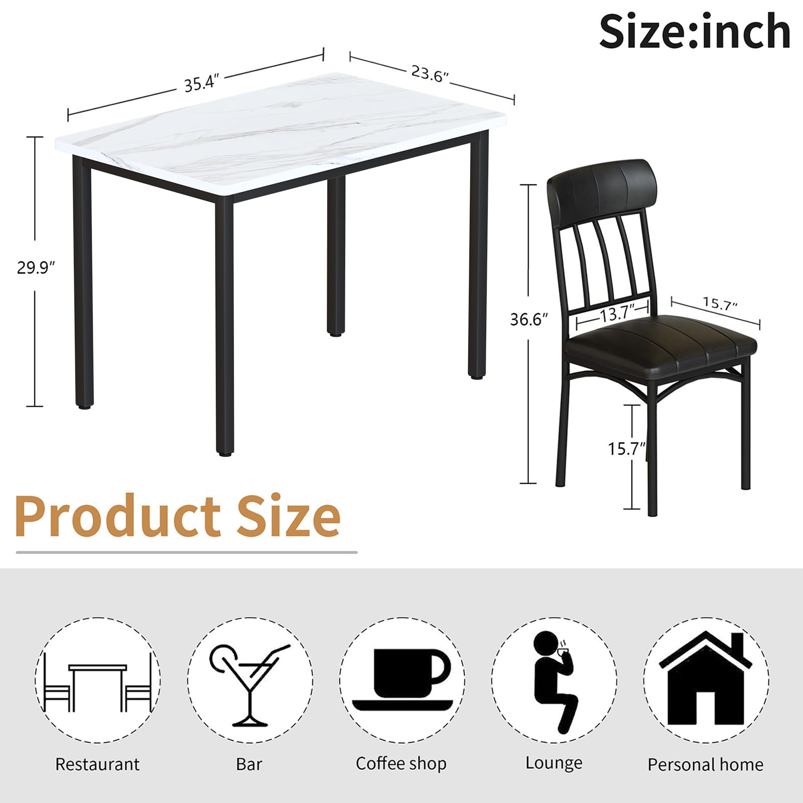 AWQM 3 Piece Dining Table Set for 2, Small Industrial Kitchen Table and 2 Chairs, Breakfast Dining Table Set, Kitchen Table Set for Dining Room, Living Room, Apartment, Small Space, White Black