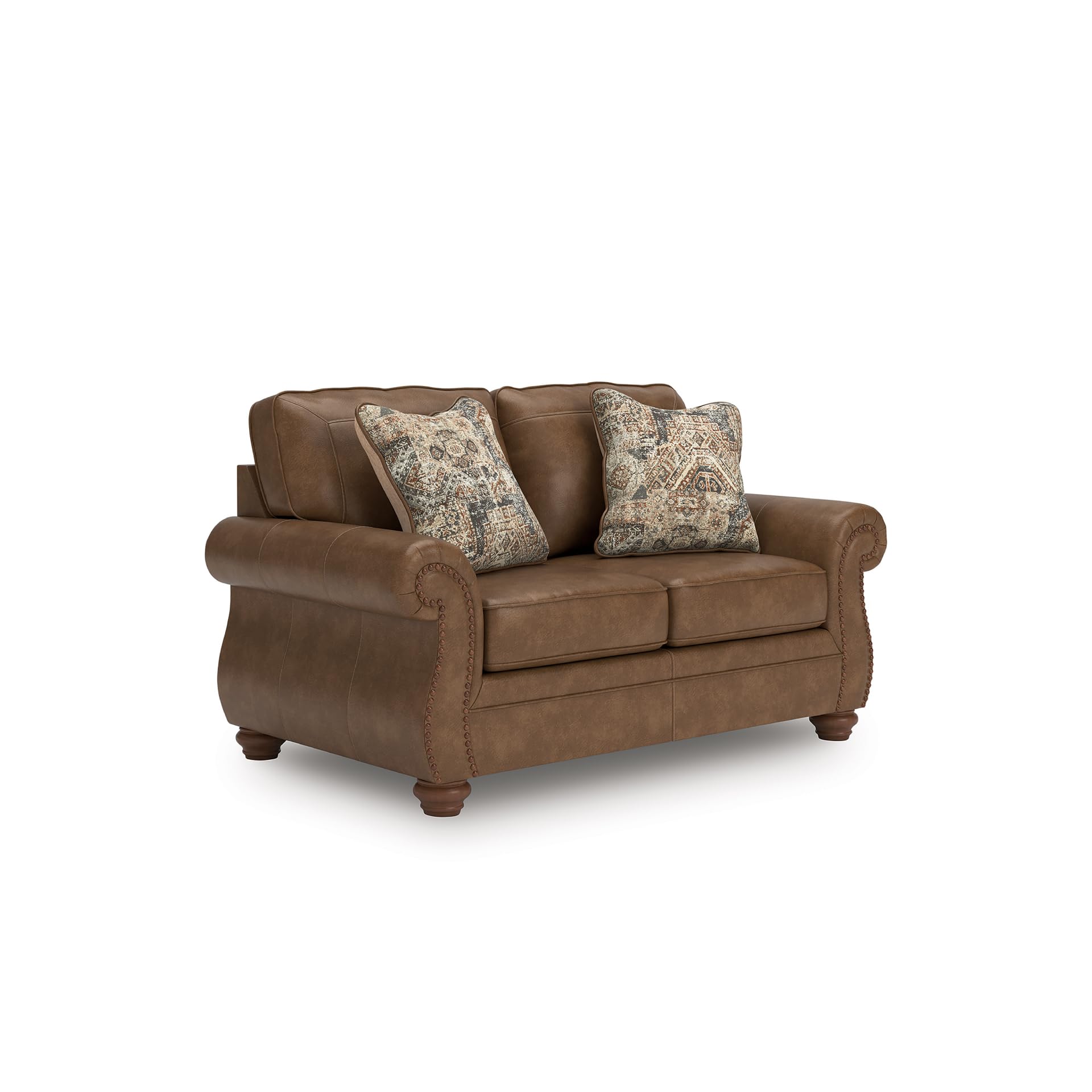 Faux Leather Loveseat with Nailhead Trim