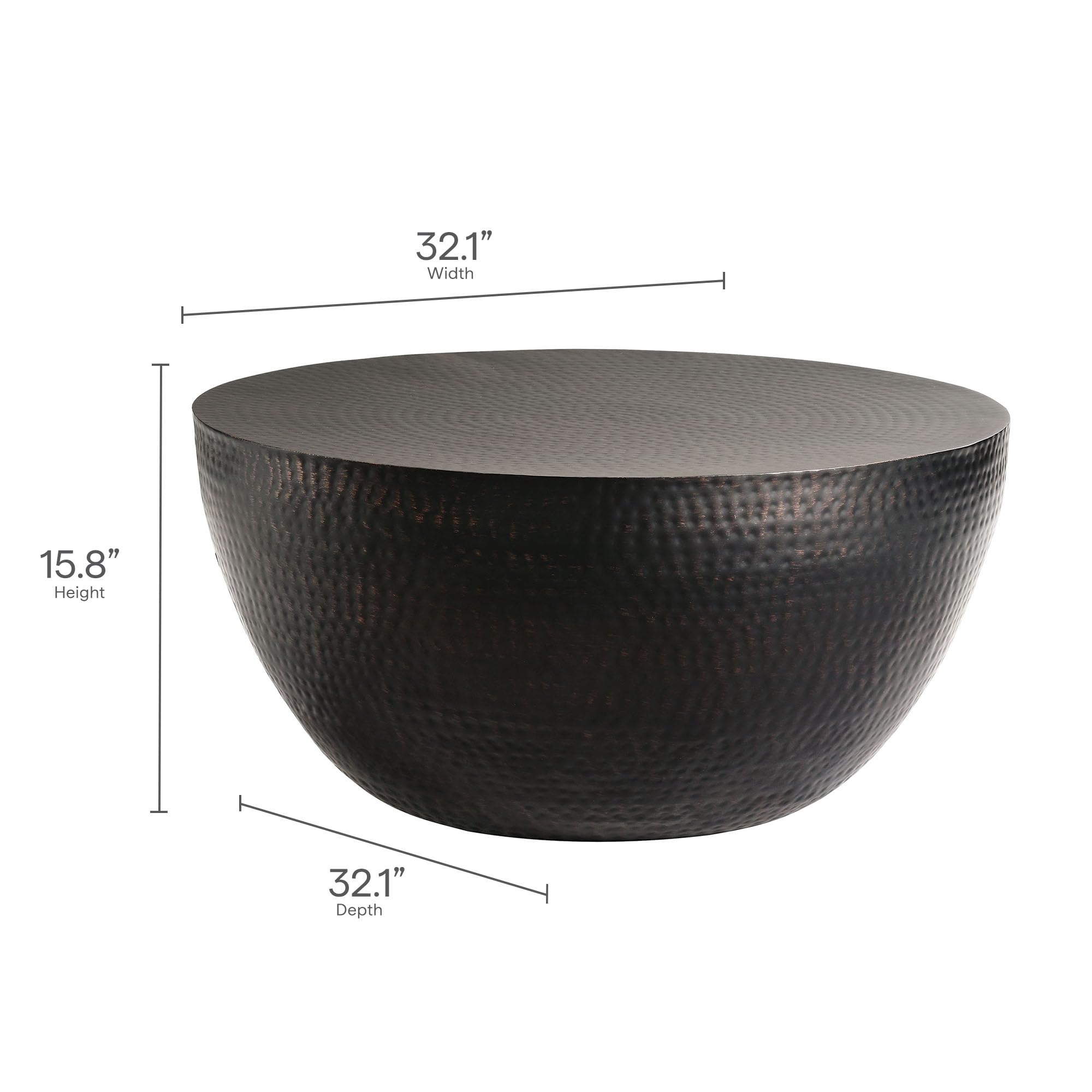 Round Hammered Metal Coffee Table