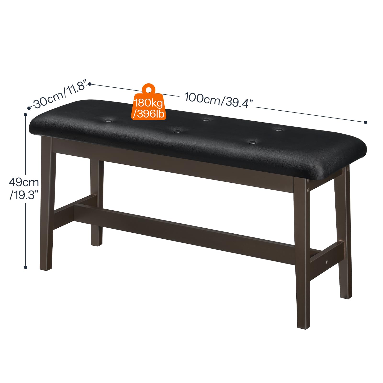 Bamboo Dining Bench with PU Leather Seat