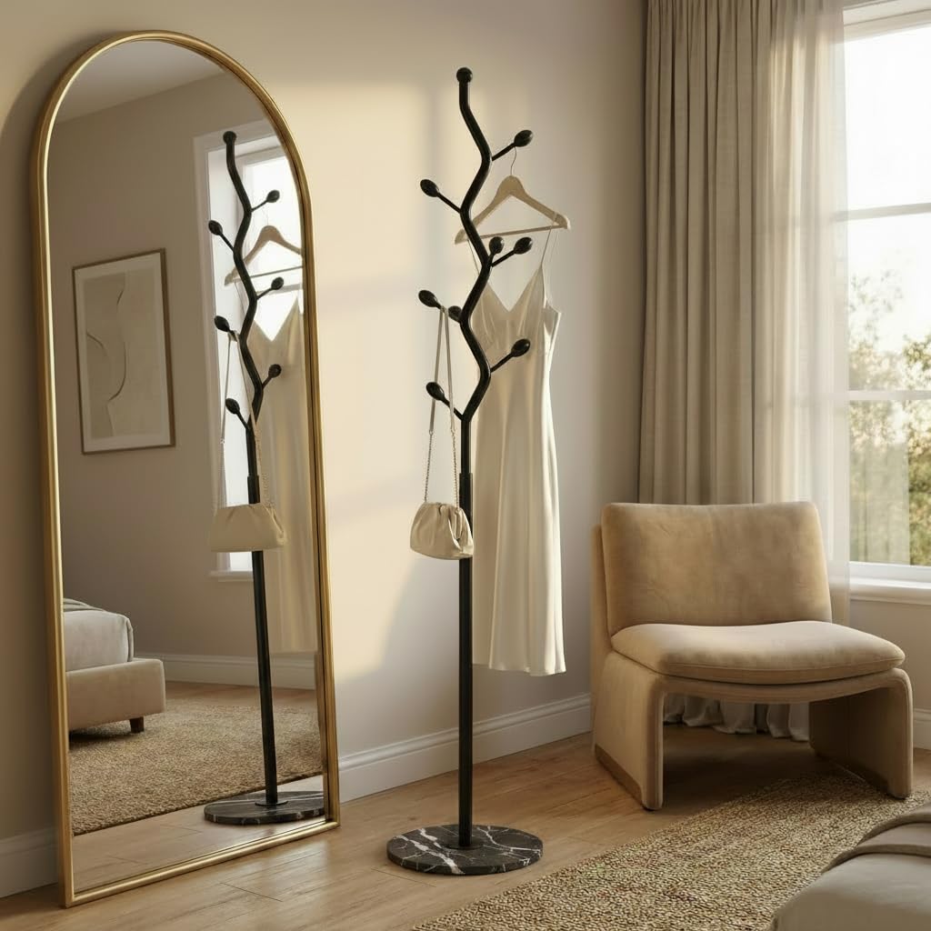 9-Hook Marble Base Coat Rack