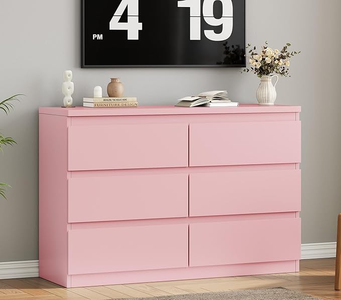 6-Drawer Wood Dresser with Deep Storage