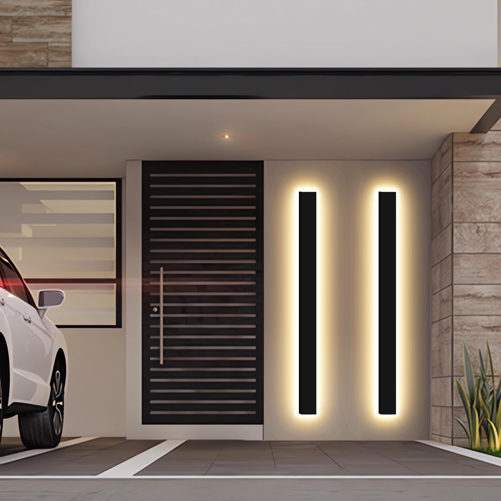 Outdoor LED Wall Sconce – 59" Dimmable, IP65, 2-Pack