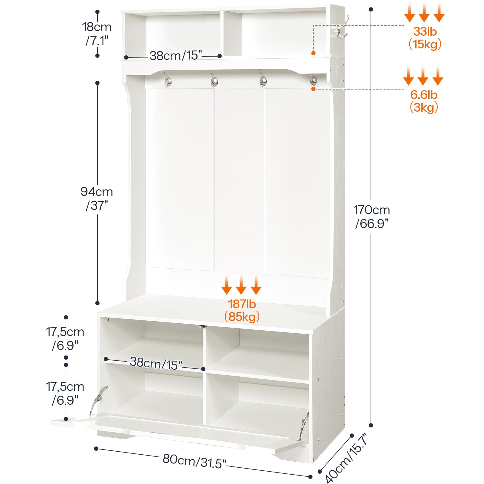 Hall Tree with Bench and Shoe Storage