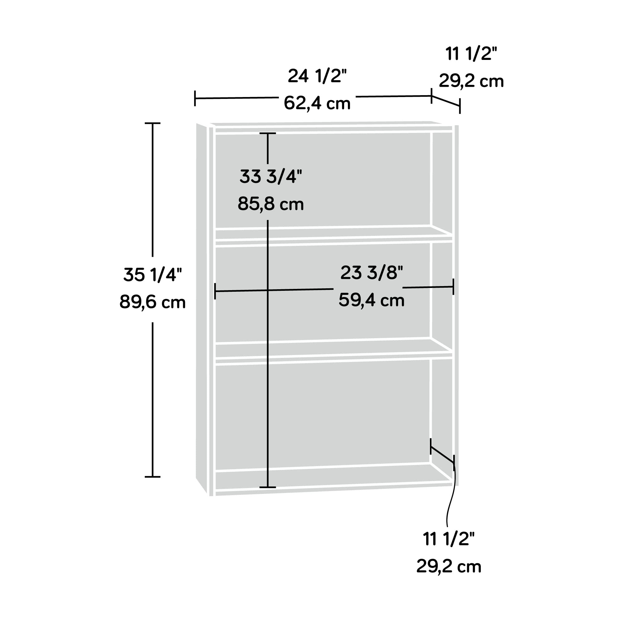 Sauder Beginnings 3-Shelf Bookcase/ Book shelf, Soft White finish