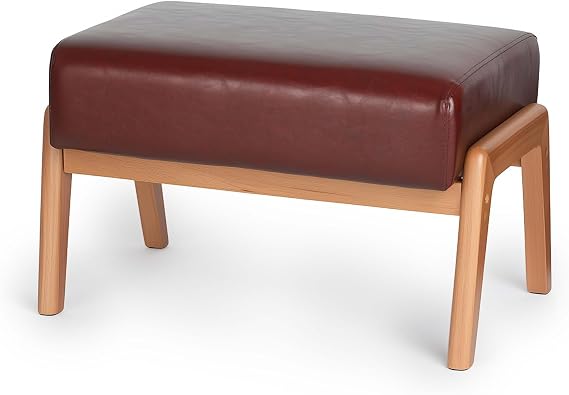 PU Leather Ottoman Footrest with Rubberwood Frame
