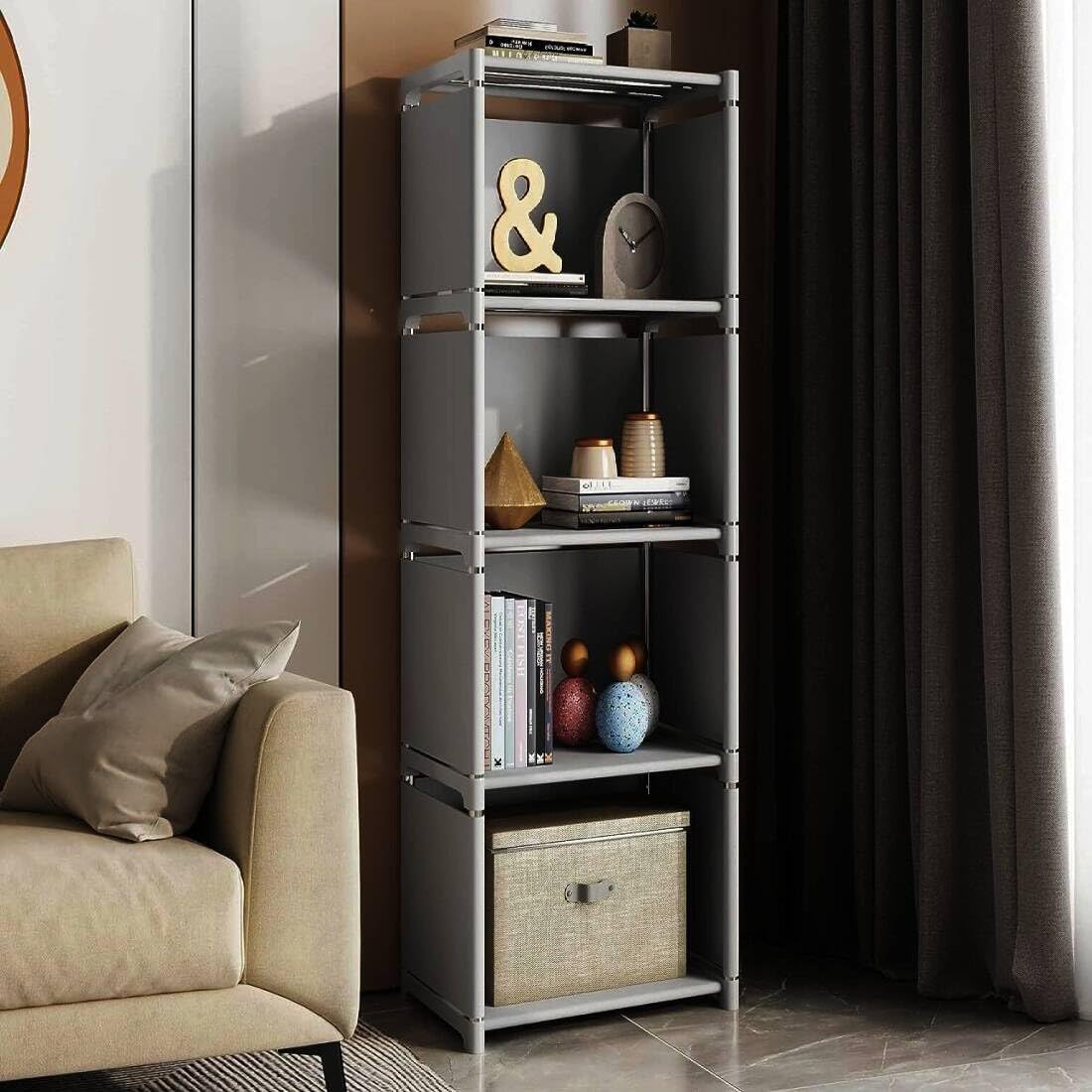 RIIPOO Storage Cubes Organizer Shelves, 4 Cube Bookcase Bookshelf for Bedroom Closet Small Spaces, Cube Storage Organizer Shelf for Kids Clothes Nursery