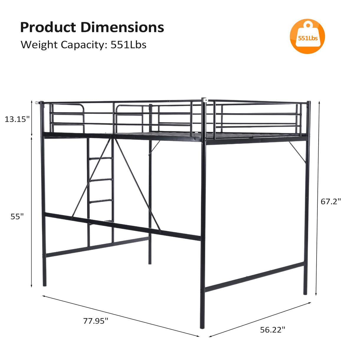 Full Size Metal Loft Bed