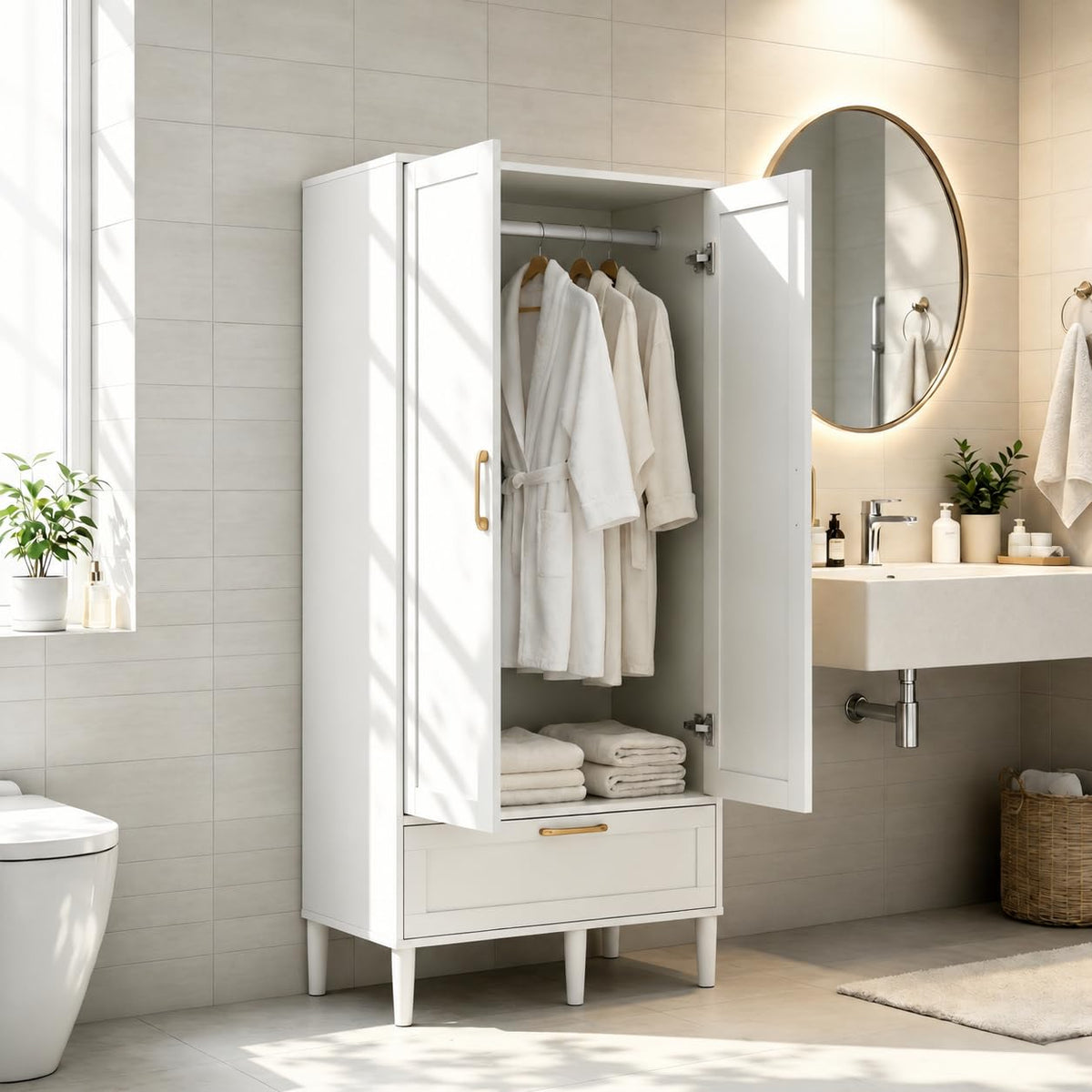 White Wardrobe with Drawer