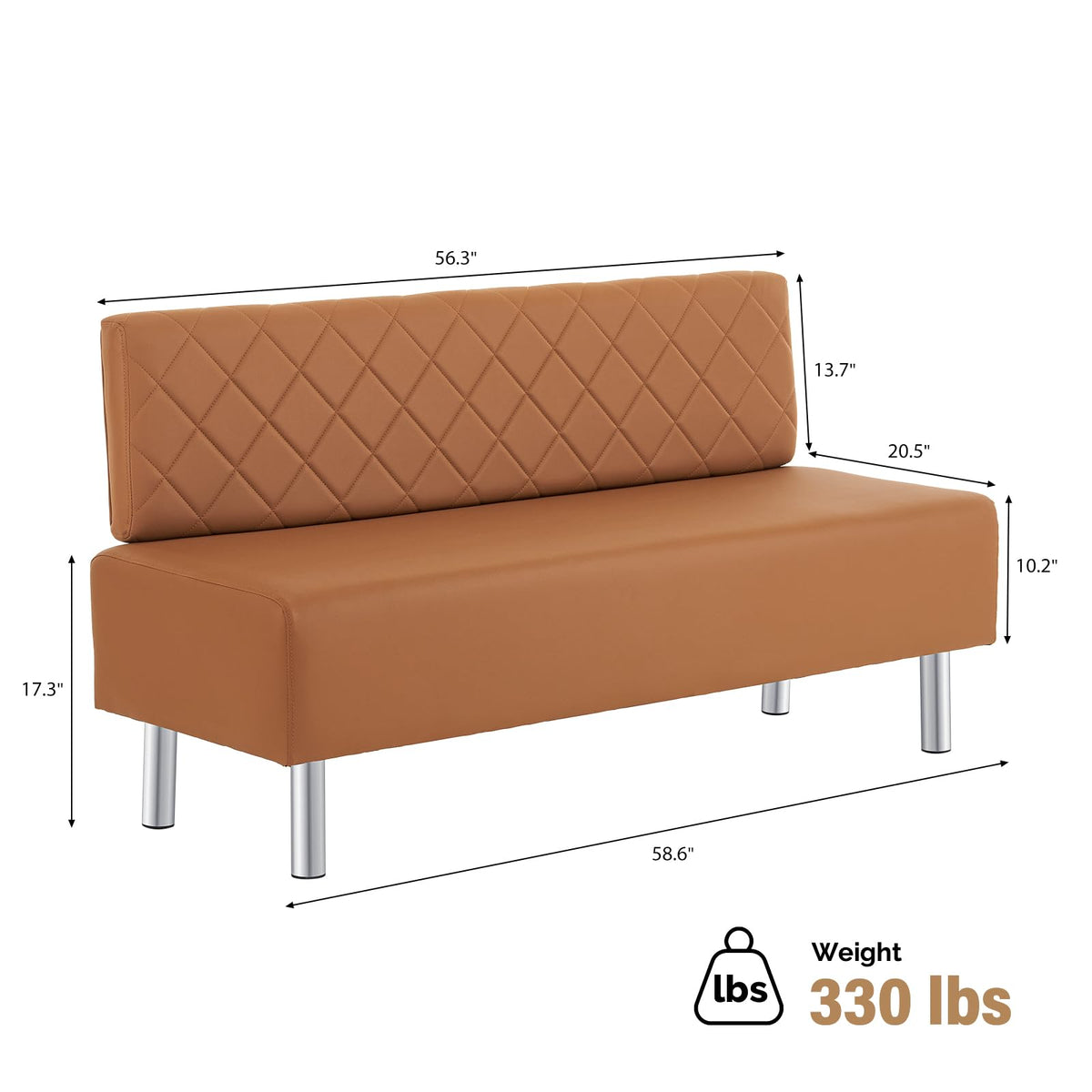 Brown Faux Leather Reception Bench