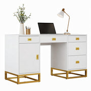 Desk with 5 Drawers and Cabinet