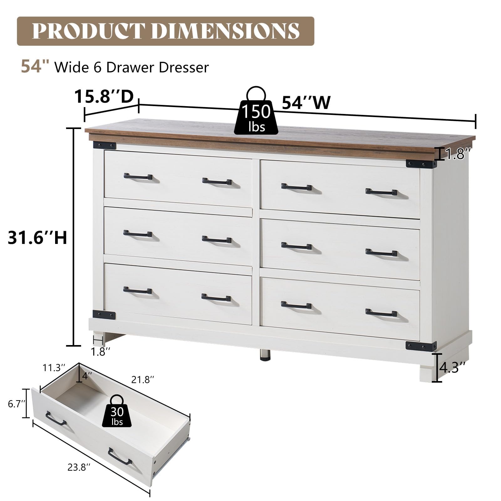 5-Piece Farmhouse Bedroom Set with Charging Nightstands